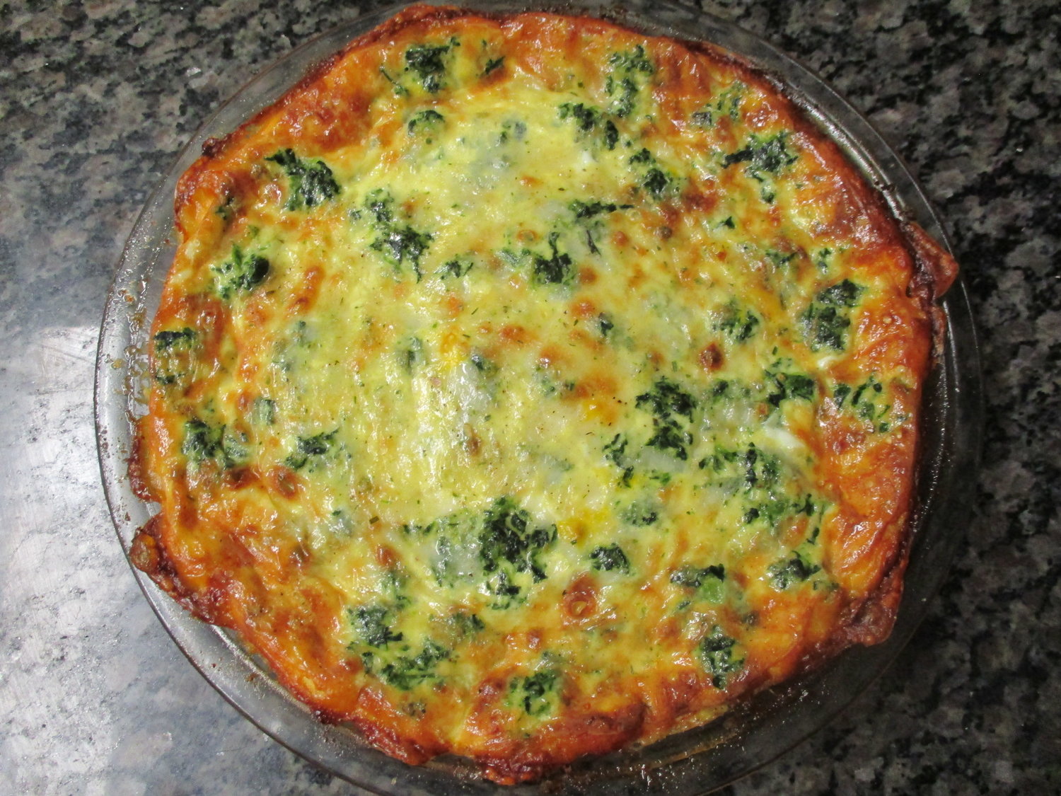 A crustless quiche, made with farm-fresh eggs, cheese, and kale.